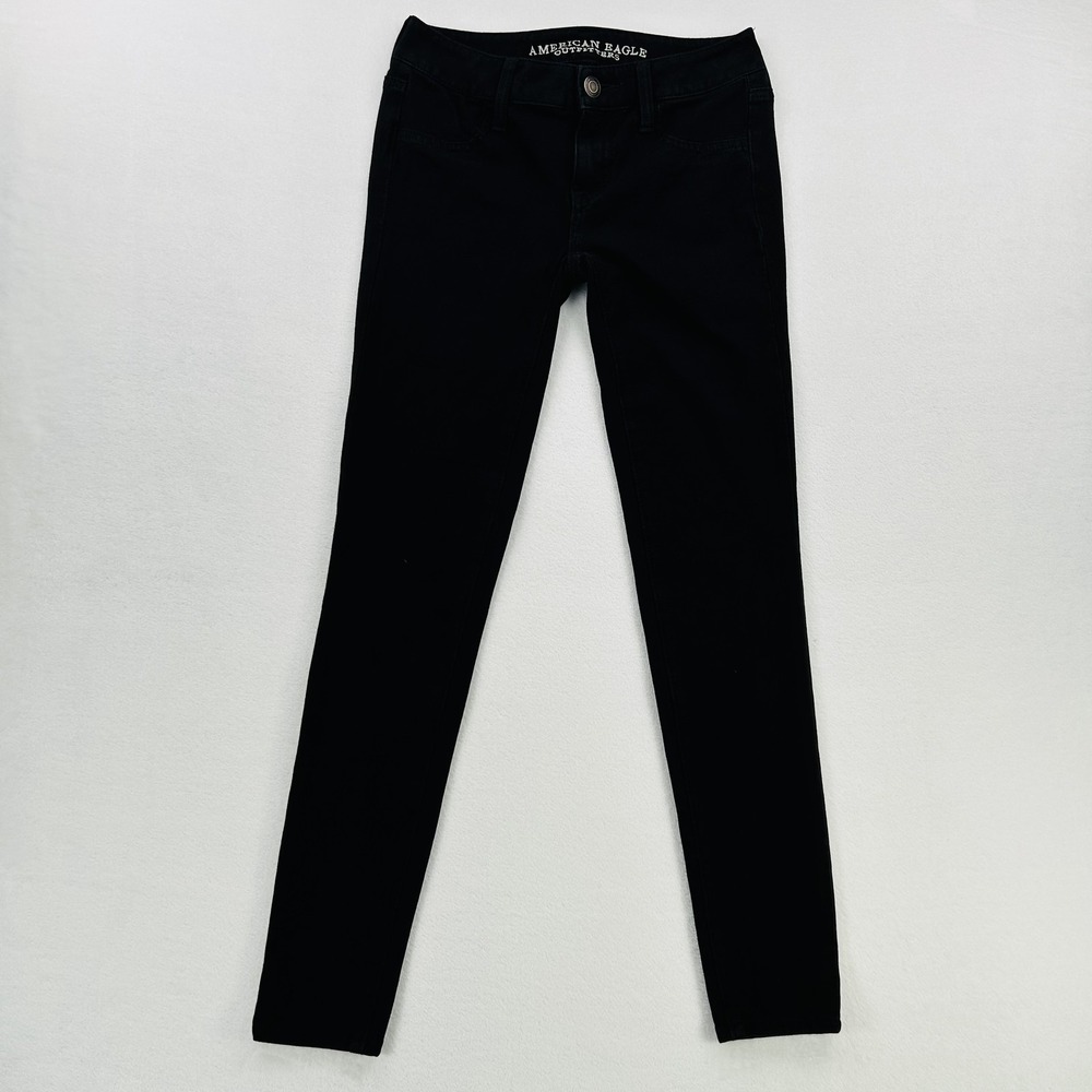 American Eagle Jegging Womens 2 Short Black Super Stretch Skinny Jeans Pants
